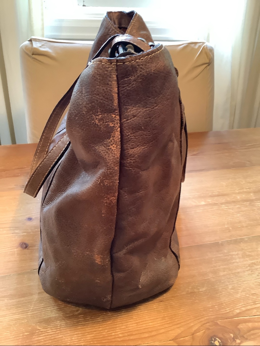 Patricia Nash Benvenuto *PROJECT* Tan & Brown Leather Tote Bags Lot - Picture 6 of 16